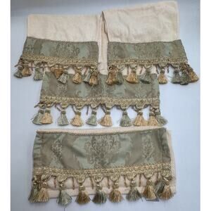 Croscill Home · Damask Hand Towel Set · Sage Gold Tassel Beaded Trim